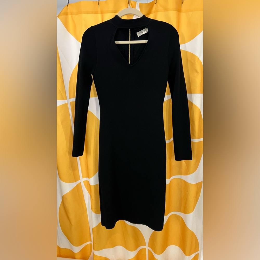 Black Long Sleeve Midi Dress